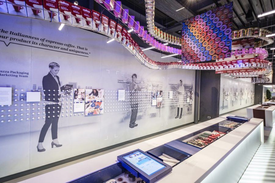 Inside view of the Lavazza museum’s store - Guiding Architects