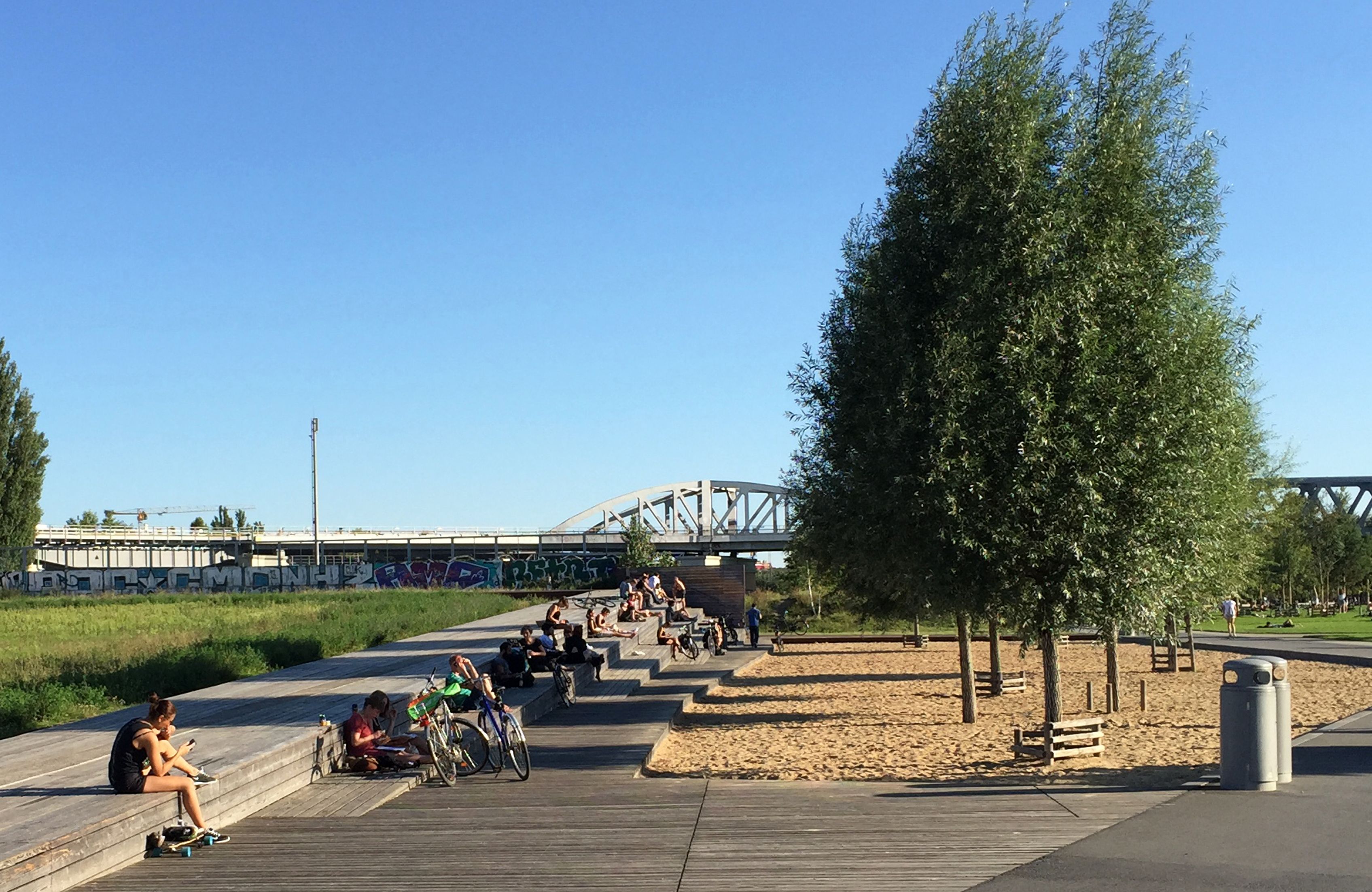 People resting at Park am Gleisdreieck, in Berlin