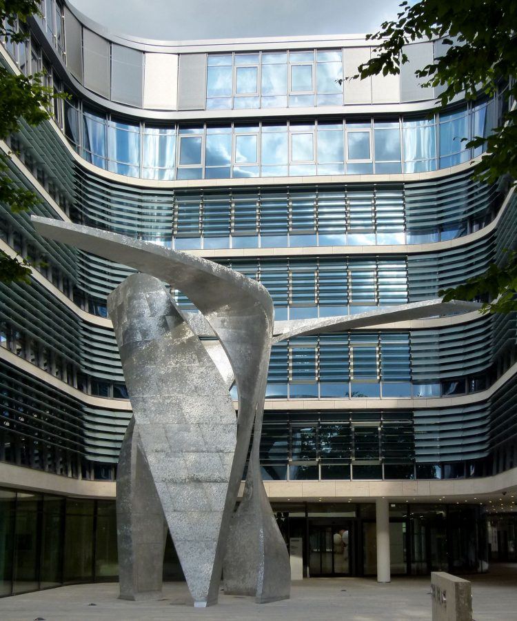 The sculpture at the entrance of Siemens headquarters is known as "The Wings". 