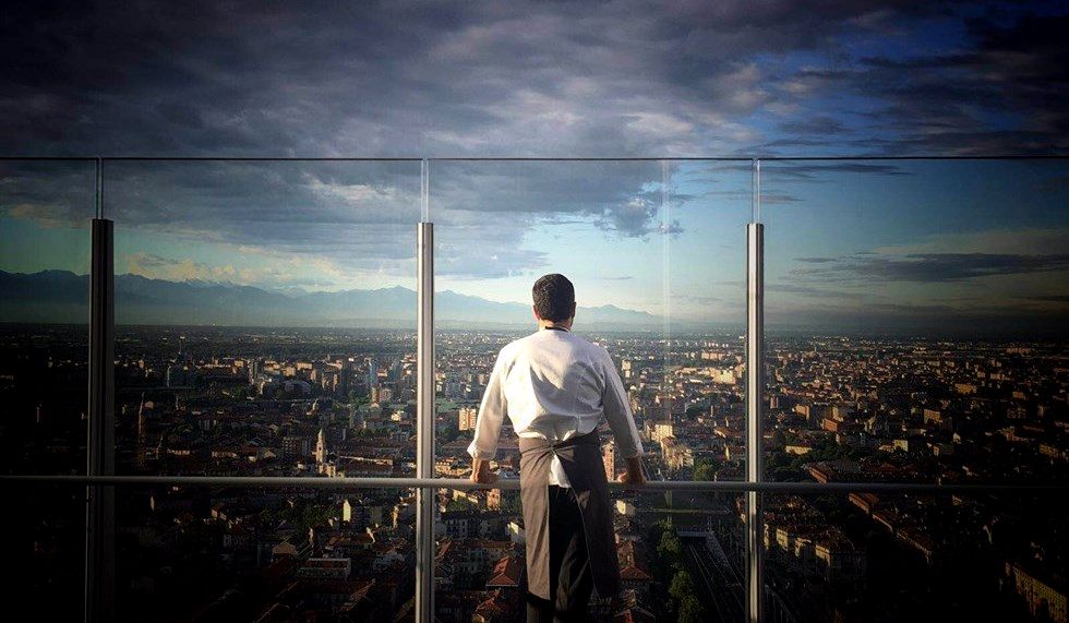 The view of the restaurant over Turin.