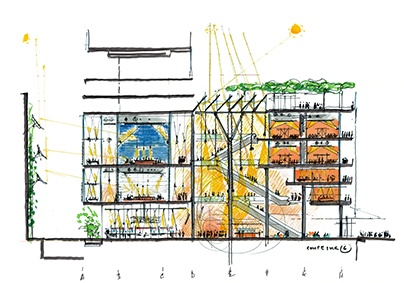 Sketches of the building project