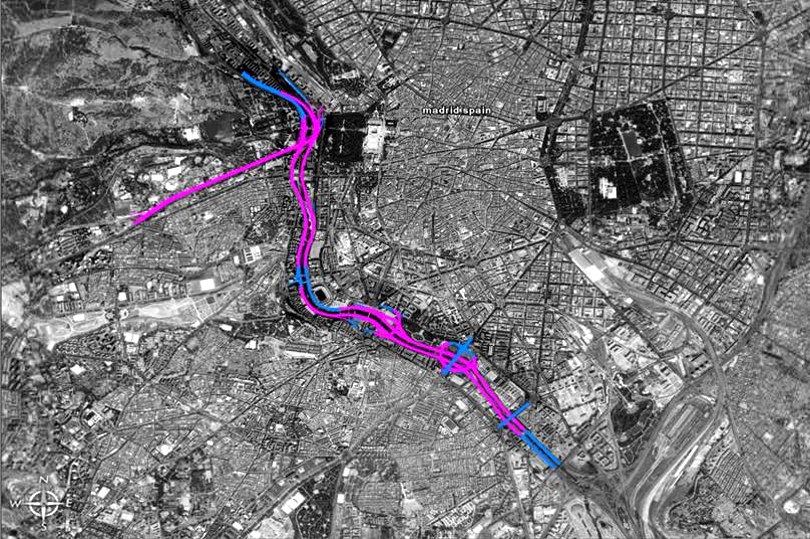 M 30 highway in Madrid disappears underground.