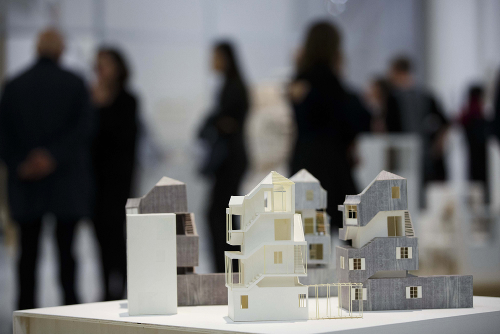 A scale model of a Japanese building included in the exhibition at Maxxi Museum.