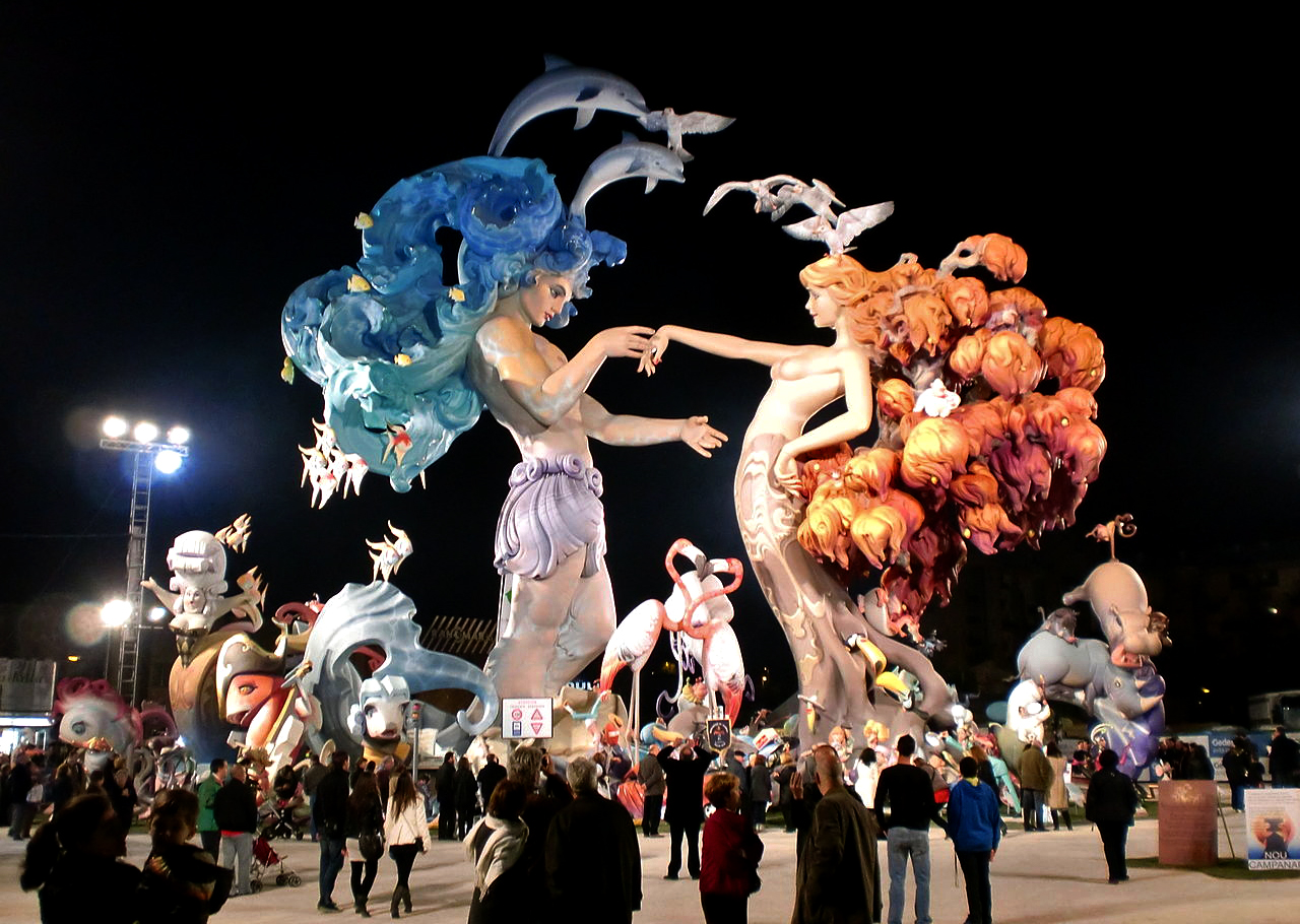 Some of the cardboard monuments used in a previous edition of Las Fallas.