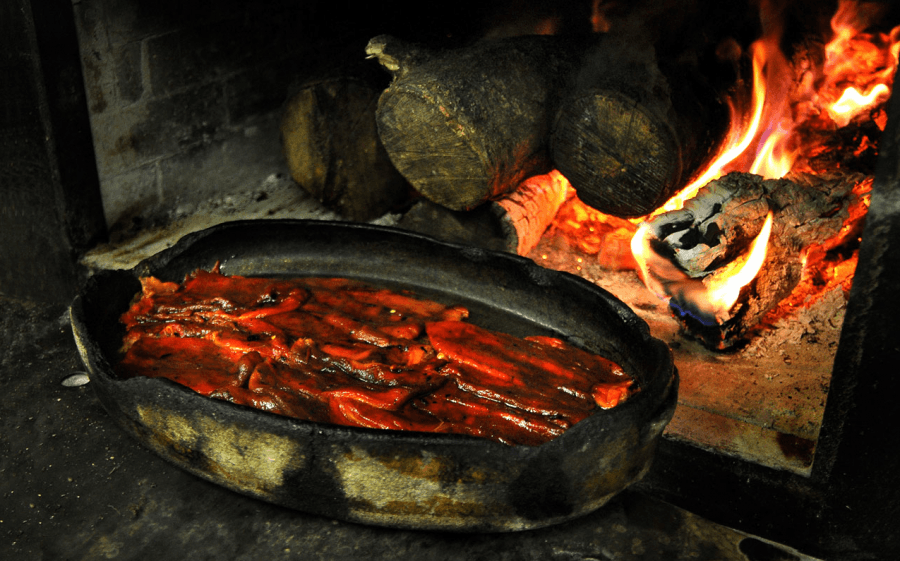 Peppers waiting to be served at Asador Etxebarri.