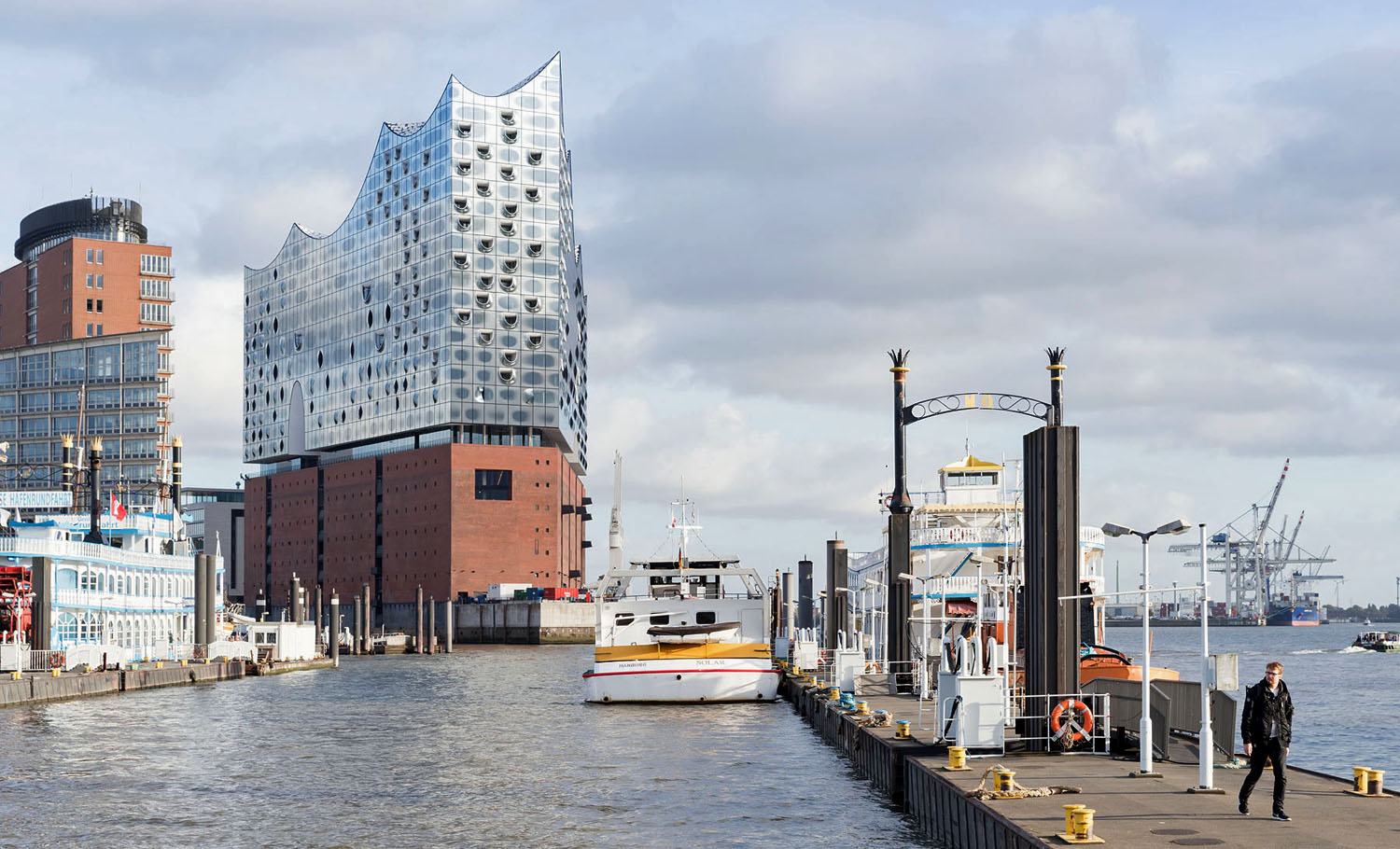 Hamburg Elbphilharmonie in its harbor surroundings.