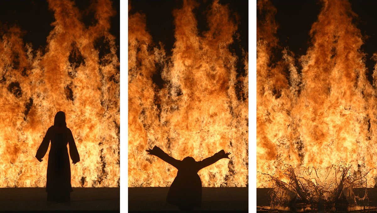 Bill Viola Fire Woman, 2005, video-sound installation. Copyright: Kira Perov, courtesy of Bill Viola Studio.