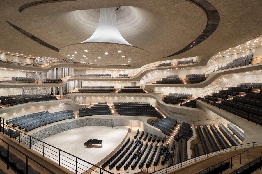 Hamburg Elbphilharmonie's Grand Hall with its impressive concert area.