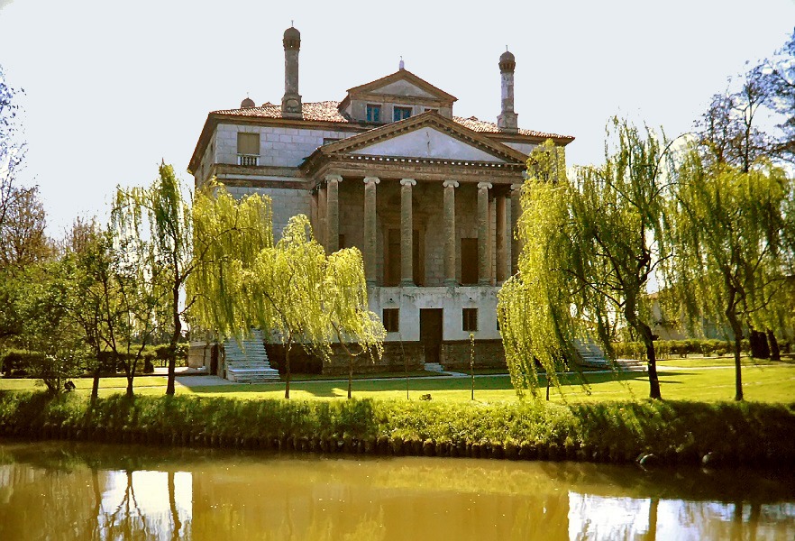 Villa Foscari in Italy as seen from the Brenta river.