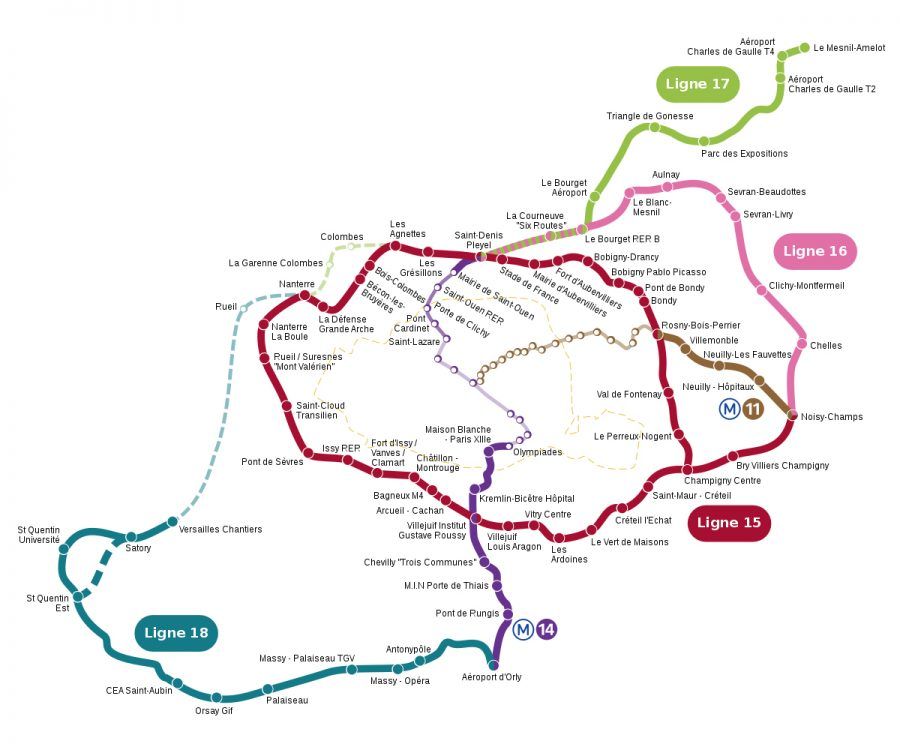 Map of The Grand Paris Express - Guiding Architects 