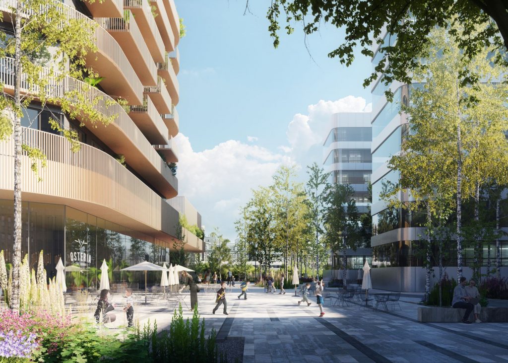 gratte-ciels à Francfort: New Square in front of the Icoon. Photo by ©Mecanoo