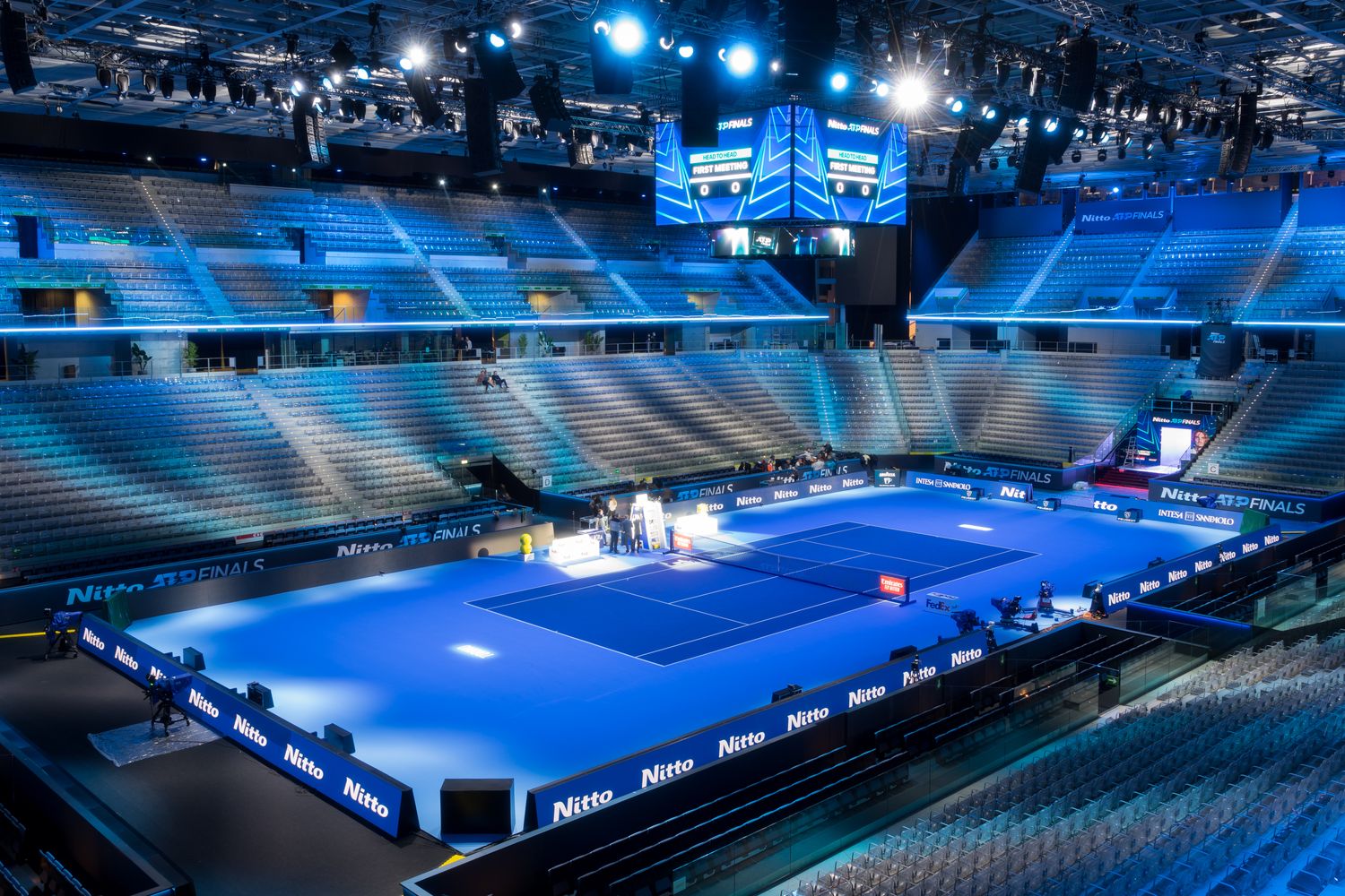 The central tennis court of Nitto ATP Finals inside Pala Alpitour.