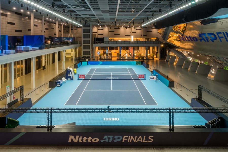 The training court of Nitto ATP Finals at the entrance of Pala Alpitour. Photo by: ©Marco Schiavone Courtesy Benedetto Camerana