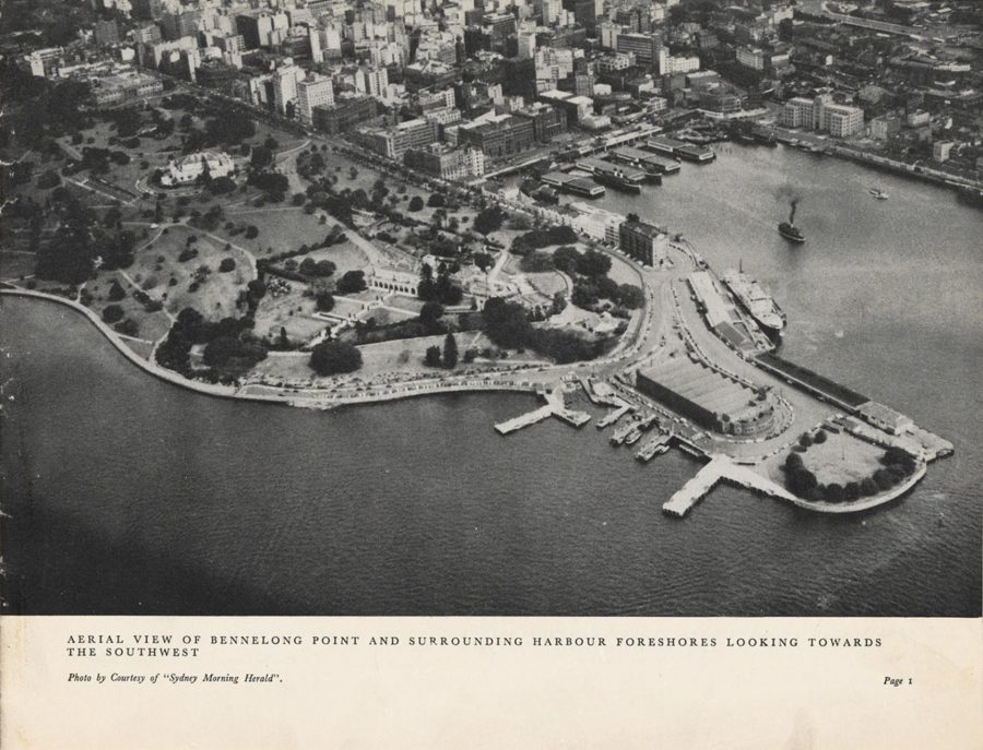 The Brown Book - page 1. Aerial view of Bennelong Point. Source “State Records Authority of New South Wales”