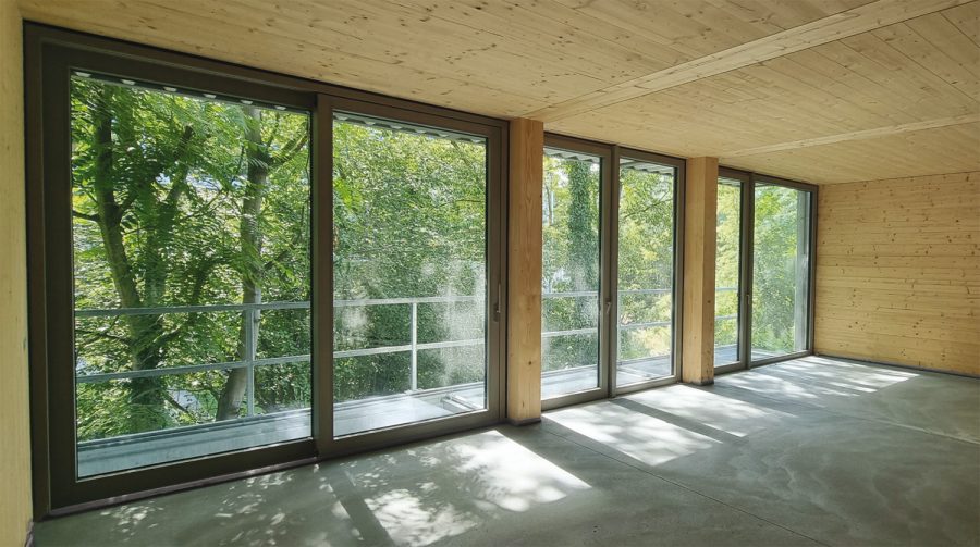 Interior view of new wood building Dresdener Straße 113b. - Luisenstadt