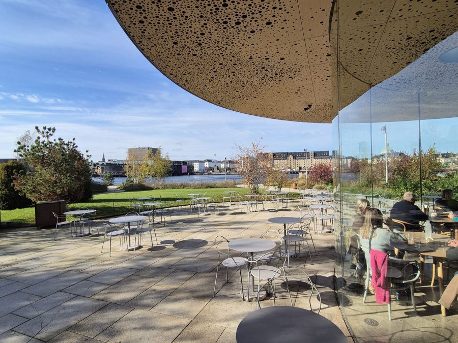 Overlooking the harbor from the pavilion.