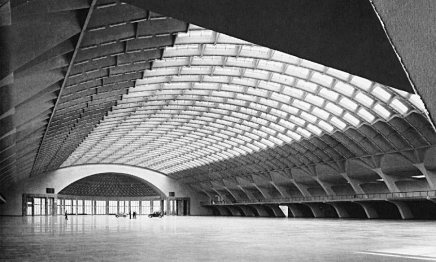 Interior of Turin Exhibition Hall in 1948. 